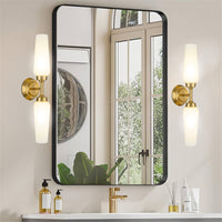 Kira Home Aurora 21" Modern 2-Light Gold Wall Sconce for Bedroom, Hallways, Pack of 2