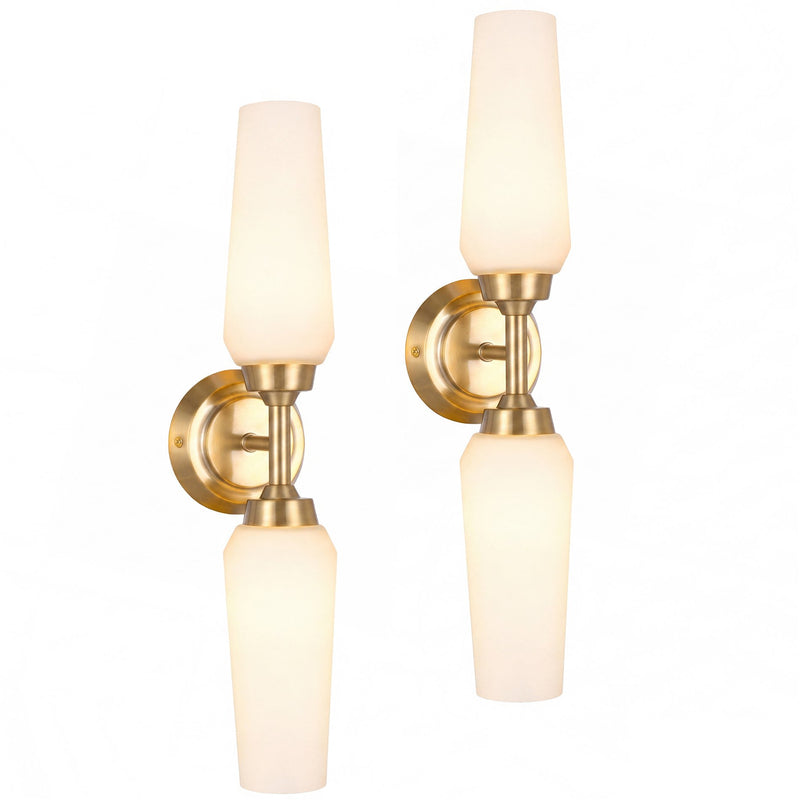 Kira Home Aurora 21" Modern 2-Light Gold Wall Sconce for Bedroom, Hallways, Pack of 2