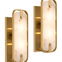 Kira Home Casia 16" Modern Gold Faux Alabaster Wall Sconce for Bathroom, Pack of 2
