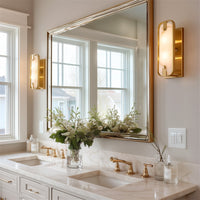 Kira Home Casia 16" Modern Gold Faux Alabaster Wall Sconce for Bathroom, Pack of 2