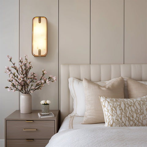 Kira Home Casia 16" 2-light Modern Chic Wall Sconce + Polyresin Alabaster Style Diffuser, Cool Brass Finish