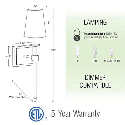 Torche 20" Modern Wall Sconce