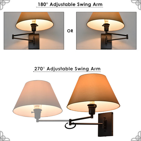 Cambridge 15" Swing Arm Wall Lamp - Plug In/Wall Mount, 2-Pack