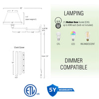 Cambridge 15" Modern Swing Arm Wall Lamp - Plug In/Wall Mount, 2-Pack