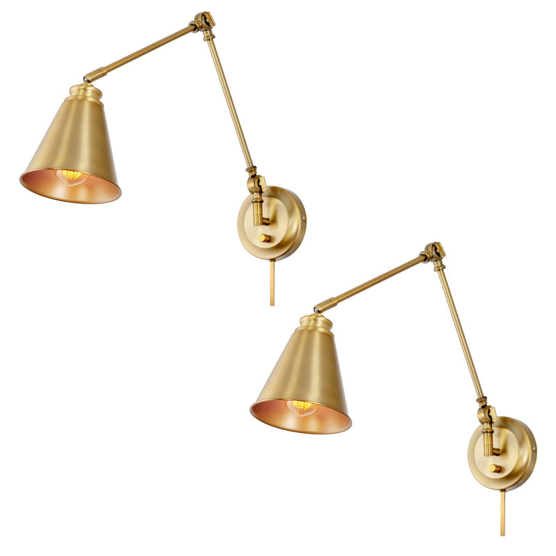 Ellis 18" Vintage Industrial Swing Arm Wall Lamp, 2-Pack