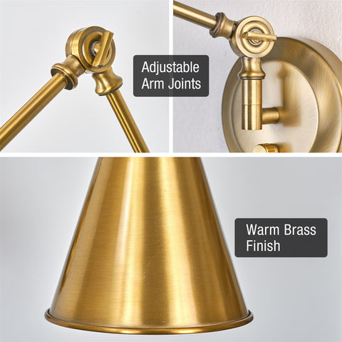 Ellis 18" Vintage Industrial Swing Arm Wall Lamp, 2-Pack