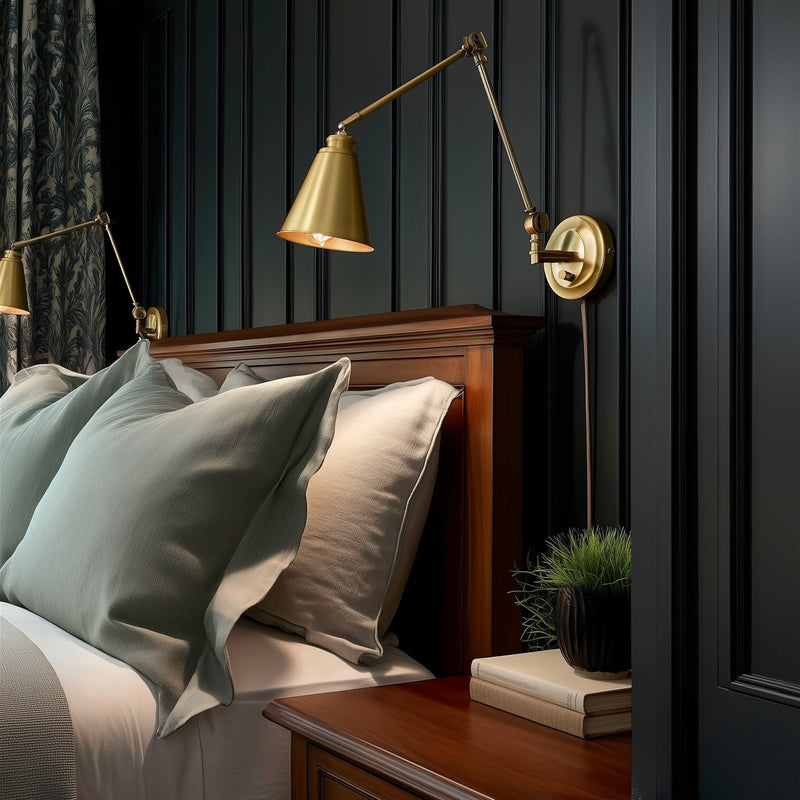 Ellis 18" Vintage Industrial Swing Arm Wall Lamp, 2-Pack