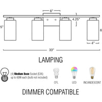 Lucid 33" 4-Light Farmhouse Vanity / Bathroom Light