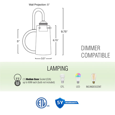 Rayne 10" Modern Farmhouse Gooseneck Bathroom / Vanity Wall Sconce
