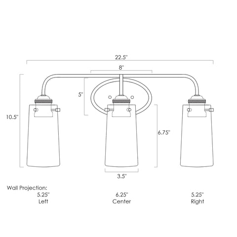 Rayne 23" Modern Farmhouse 3-Light Vanity / Bathroom Light
