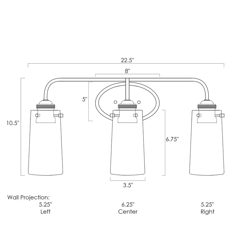 Rayne 23" Modern Farmhouse 3-Light Vanity / Bathroom Light