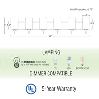 Armada II 48" Modern 6-Light Over Mirror Vanity / Bathroom Light