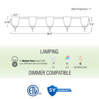 Armada 37" Modern 5-Light Over Mirror Vanity / Bathroom Light