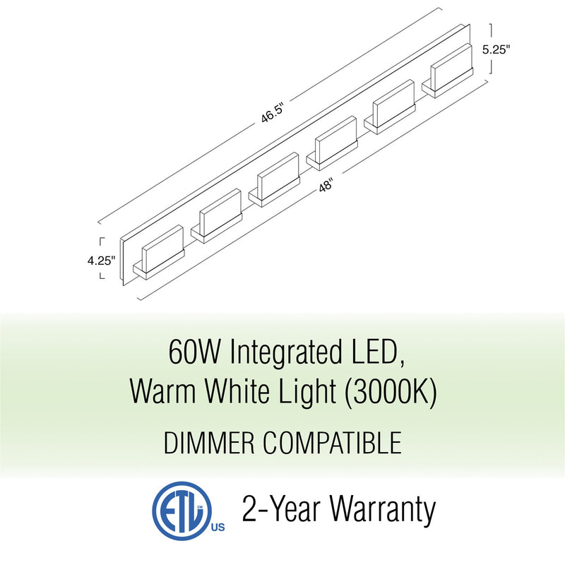 Everett 48" Modern 6-Light 60W Integrated LED (360W eq.) Bathroom / Vanity Light