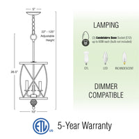 Eleanor 27" 3-Light Modern Foyer Light Pendant Chandelier