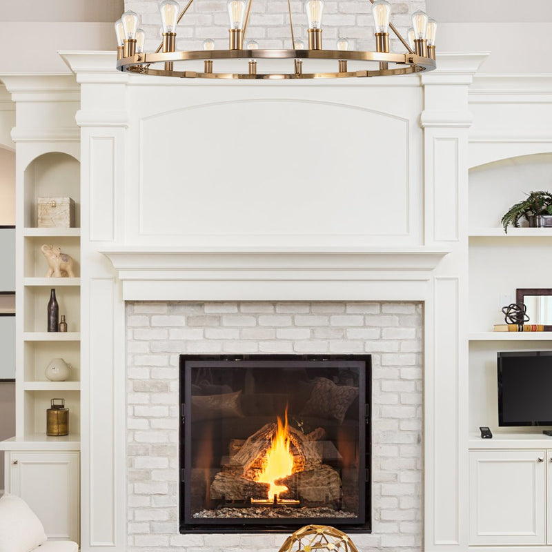 Homestead 48" 16-Light Large Rustic Farmhouse Wagon Wheel Kitchen Island Chandelier