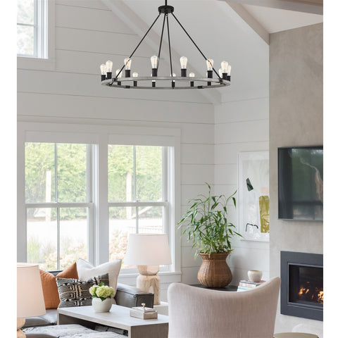 Homestead 48" 16-Light Large Rustic Farmhouse Wagon Wheel Kitchen Island Chandelier