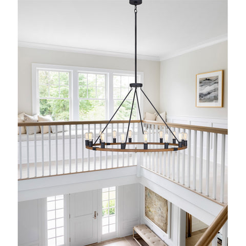 Jericho 48" Large Farmhouse Wagon Wheel Foyer Chandelier