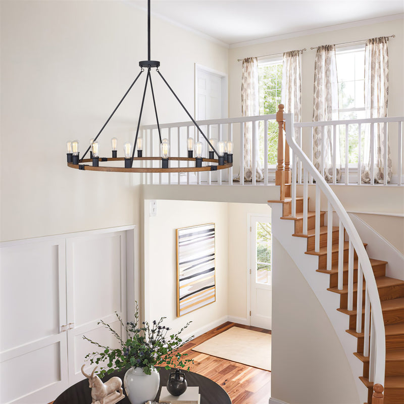 Homestead 48" Large Farmhouse Wagon Wheel Foyer Chandelier