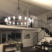 Homestead 48" Large Farmhouse Wagon Wheel Foyer Chandelier