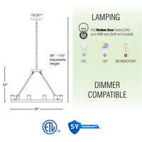 Homestead 48" Large Farmhouse Wagon Wheel Foyer Chandelier