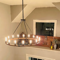Homestead 48" Large Farmhouse Wagon Wheel Foyer Chandelier
