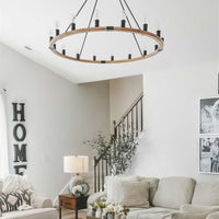 Homestead 48" Large Farmhouse Wagon Wheel Foyer Chandelier