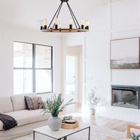 Homestead 36" 12-Light Large Rustic Farmhouse Wagon Wheel Kitchen Island Chandelier