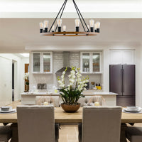 Homestead 36" 12-Light Large Rustic Farmhouse Wagon Wheel Kitchen Island Chandelier