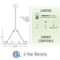 Homestead 36" 12-Light Large Rustic Farmhouse Wagon Wheel Kitchen Island Chandelier