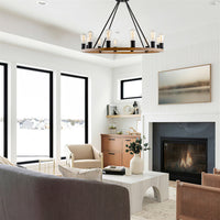 Homestead 36" 12-Light Large Rustic Farmhouse Wagon Wheel Kitchen Island Chandelier