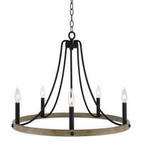 Fairbrook 25" 5-Light Rustic Farmhouse Wagon Wheel Kitchen Island Light / Chandelier