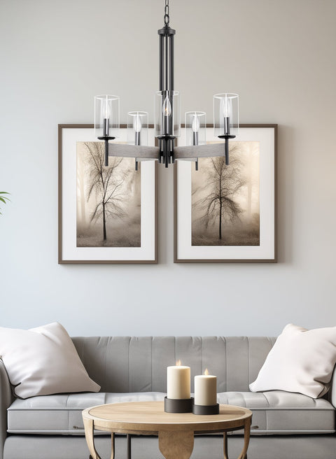 Winston 26" 5-Light Modern Farmhouse Dining Room Chandelier