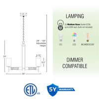 Winston 26" 5-Light Modern Farmhouse Dining Room Chandelier