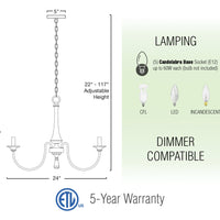 Sherbrooke 24" 5-Light French Country Chandelier