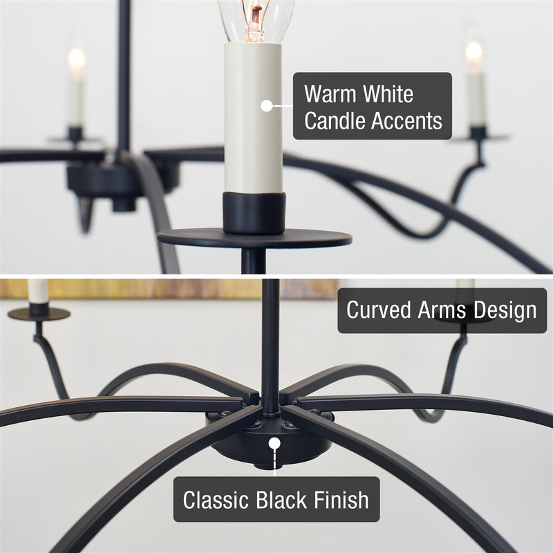 Pennington 42" 6-Light Large Modern Chandelier