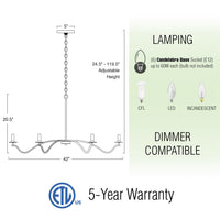 Pennington 42" 6-Light Large Modern Chandelier