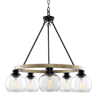 Elwood 25" 5-Light Industrial Rustic Farmhouse Wagon Wheel Chandelier