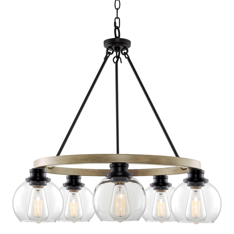 Elwood 25" 5-Light Industrial Rustic Farmhouse Wagon Wheel Chandelier