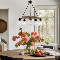 Elwood 25" 5-Light Industrial Rustic Farmhouse Wagon Wheel Chandelier