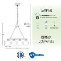 Elwood 25" 5-Light Industrial Rustic Farmhouse Wagon Wheel Chandelier
