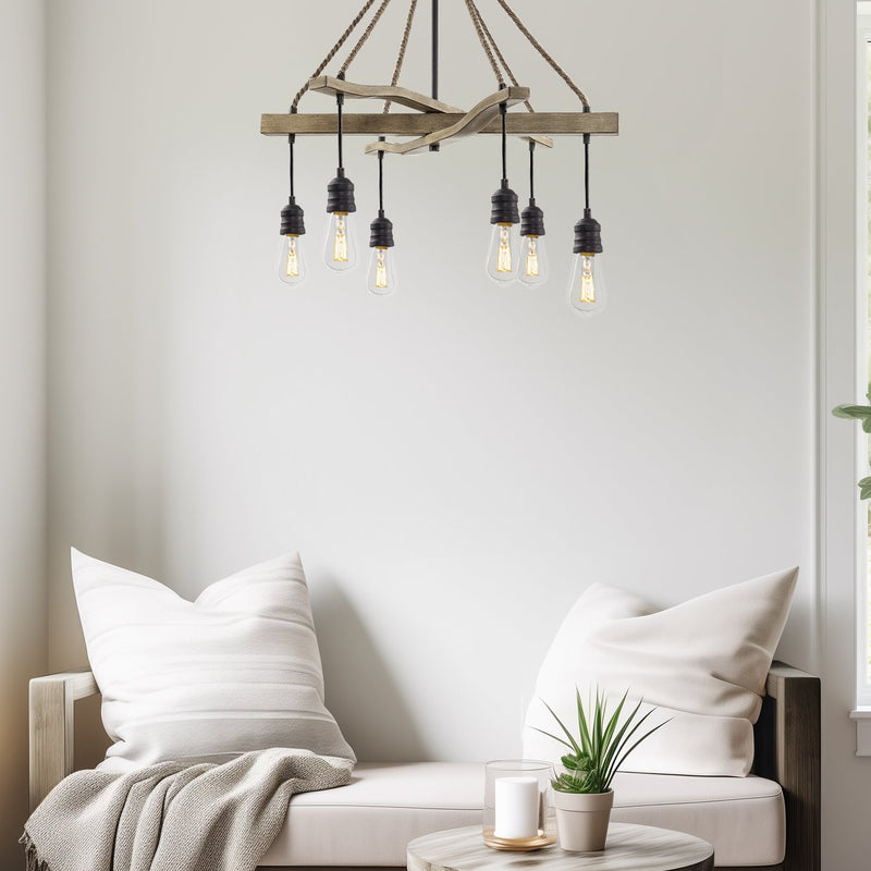 Marlo 28" 6-Light Farmhouse Pendant Chandelier