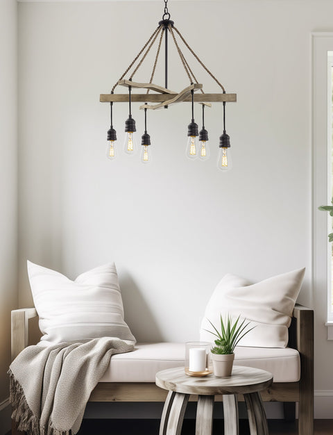Marlo 28" 6-Light Farmhouse Pendant Chandelier