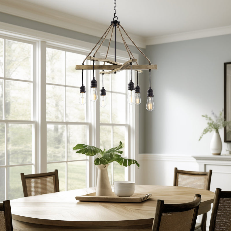 Marlo 28" 6-Light Farmhouse Pendant Chandelier