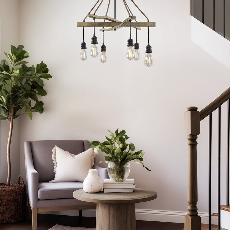 Marlo 28" 6-Light Farmhouse Pendant Chandelier