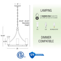 Delphine 23" 4-Light French Country Chandelier