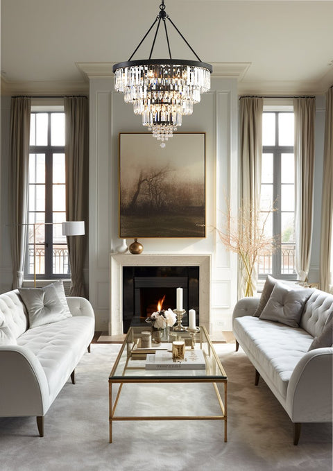 Evangeline 44" Large 17-Light 4-Tier Modern Crystal Luxury Chandelier