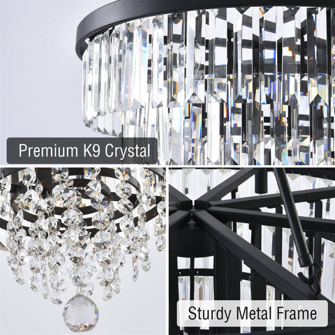 Evangeline 44" Large 17-Light 4-Tier Modern Crystal Luxury Chandelier