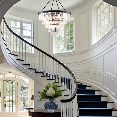 Evangeline 44" Large 17-Light 4-Tier Modern Crystal Luxury Chandelier