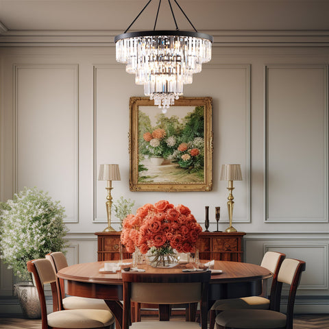 Evangeline 44" Large 17-Light 4-Tier Modern Crystal Luxury Chandelier